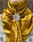 35X35" Solid Mustard Yellow Wild Rag / Scarf WRS19 - Crystal Concho Wild Rag Slides - Assorted