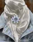 35X35" Solid White Wild Rag / Scarf WRS3 - Crystal Concho Wild Rag Slides - Assorted
