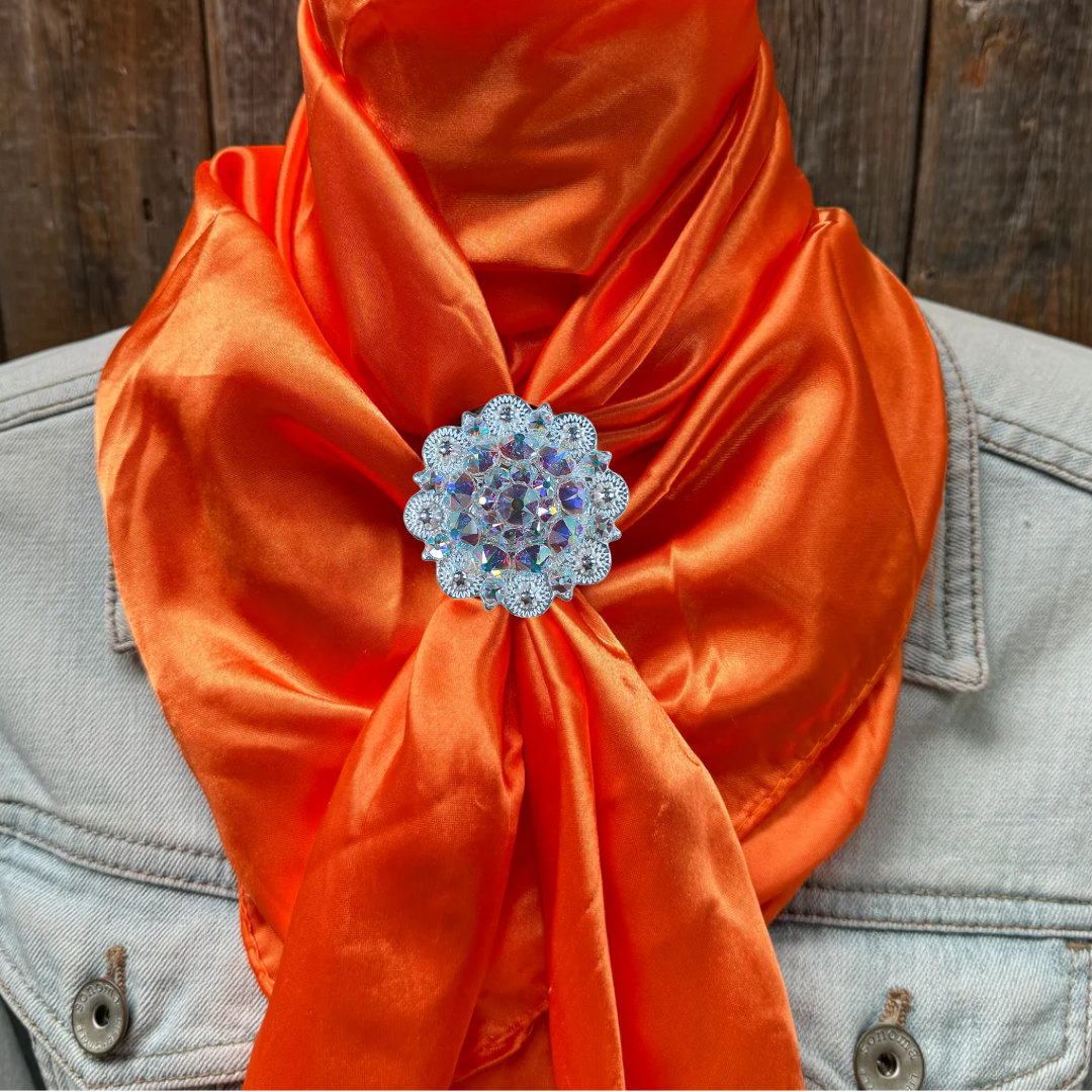 35X35&quot; Solid Orange Wild Rag / Scarf WRS20 - Crystal Concho Wild Rag Slides - Assorted