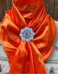 35X35" Solid Orange Wild Rag / Scarf WRS20 - Crystal Concho Wild Rag Slides - Assorted