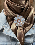 35X35" Solid Tan Wild Rag / Scarf WRS7 - Crystal Concho Wild Rag Slides - Assorted