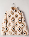 Western Aztec Sherpa Quarter-Zip Collared Sweatshirt