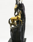 Hand Made Limited Edition four Galloping Horses Mustangs Bronze Sculpture Figure