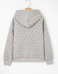 Gray Quilted Quarter Zip Plus Size Hoodie