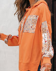 Floral Patchwork Drawstring Hoodie