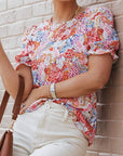 Floral Bubble Sleeve Blouse