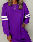 Varsity Stripe Long Sleeve Sweatshirt Dress