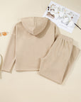 Solid Corduroy Lace Hoodie and Pants Set