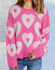 Valentine Heart and Floral Pearl Beaded Sweater
