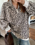 Leopard Corduroy Quarter-Zip Sweatshirt
