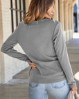 Solid Reverse Seam Crew Neck Long Sleeve Top