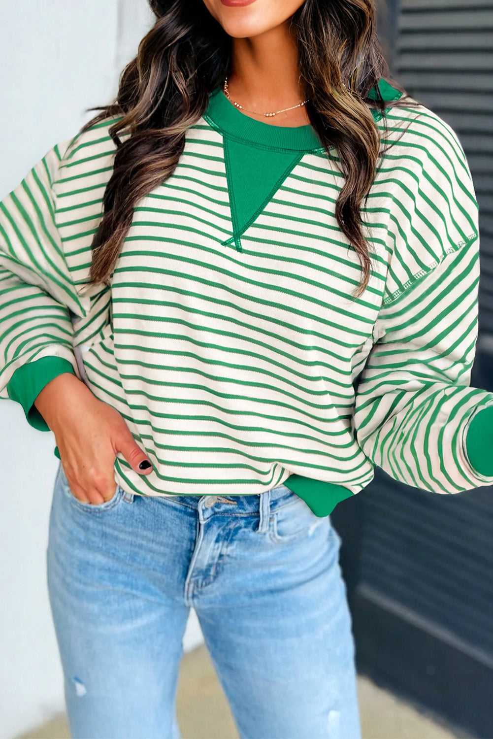 Stripe Patchwork Long Sleeve Top