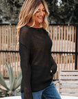 Solid Crochet Hollow-Out Sweater