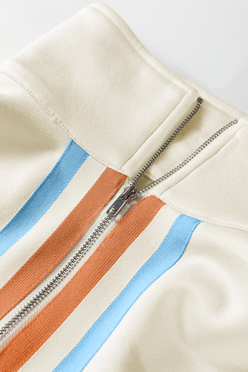 Stripe Patchwork Quarter-Zip Pullover and Pant Set