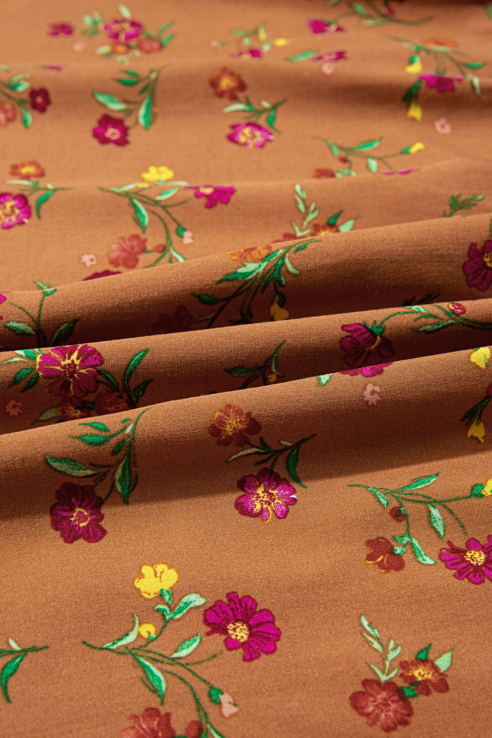 Plus Size Floral V-Neck Ruffle Sleeve Tiered Dress