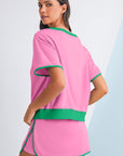 Colorblock Edge Drop Shoulder T Shirt and Skort Set