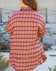 Plaid Long Sleeve Side Split Distressed Shirt