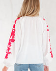 Floral Embroidered Puff Long Sleeve Shirt