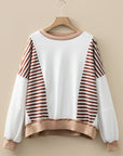 Stripe Colorblock Patchwork Contrast Stitch Sweatshirt
