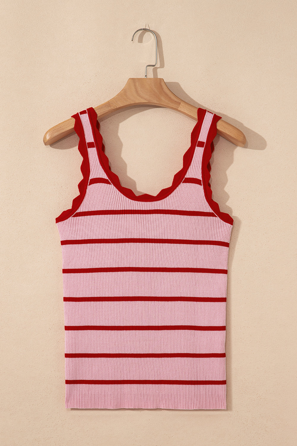 Stripe Scalloped Edge Sweater Tank