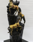Hand Made Limited Edition four Galloping Horses Mustangs Bronze Sculpture Figure