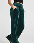 Solid Drawstring Waist Wide Leg Pants