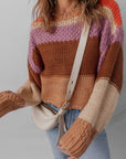 Colorblock Drop Shoulder Cropped Sweater