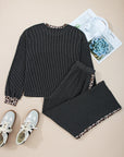 Leopard Corded Knit Top and Pants Set