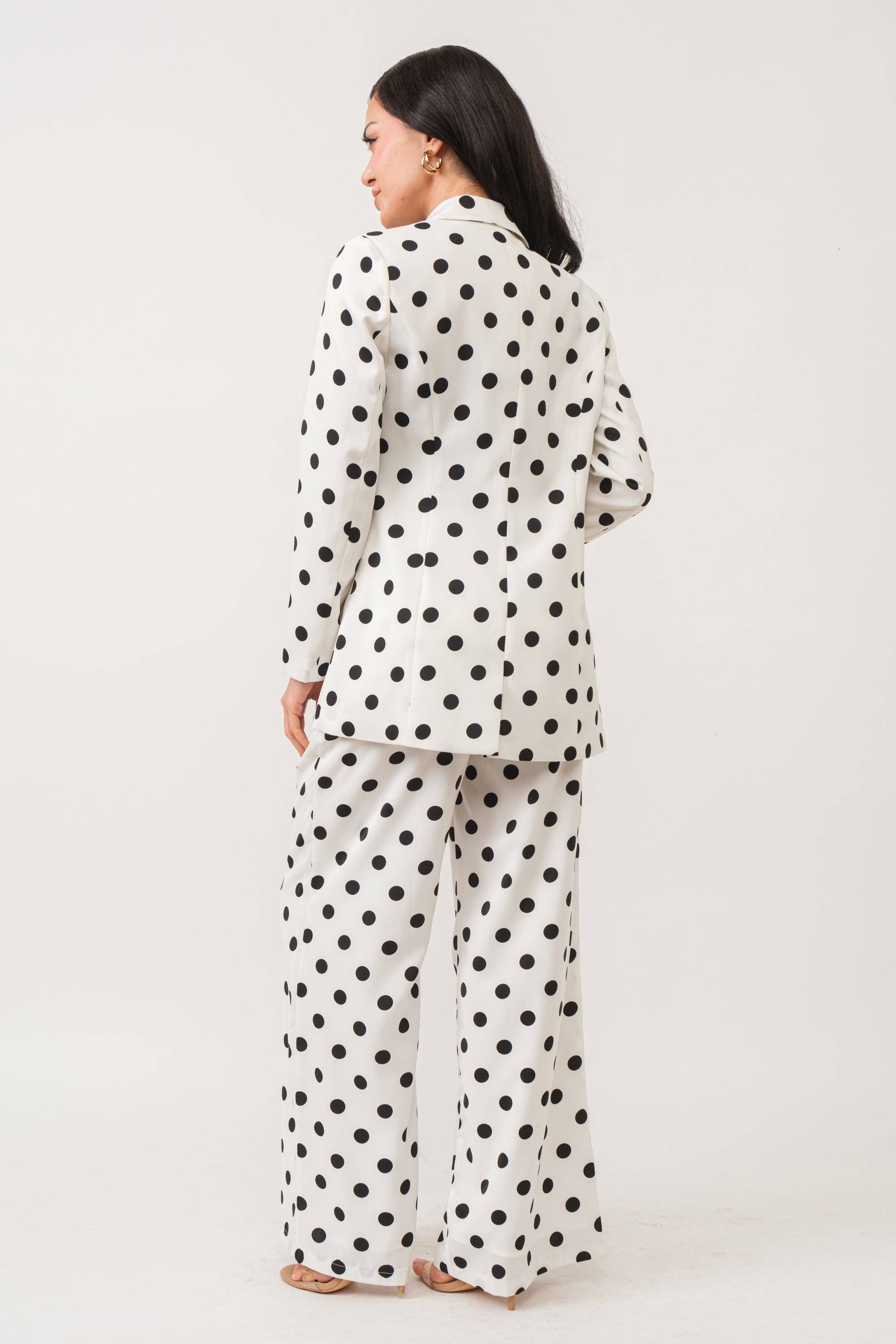 Long sleeve polka dot blazer and pants set