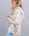 Plaid Removable Hood Buttoned Shacket