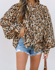 Leopard Balloon Sleeve Button-Up Shirt