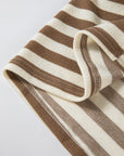 Brown Stripe Quarter Buttons Drop Sleeve Plus Size Hoodie