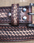 HILASON Western Genuine Leather Belt for Men Women Cowboy Cowgirl Handmade Unisex Full Grain Heavy Duty Tooled Belt for Jeans