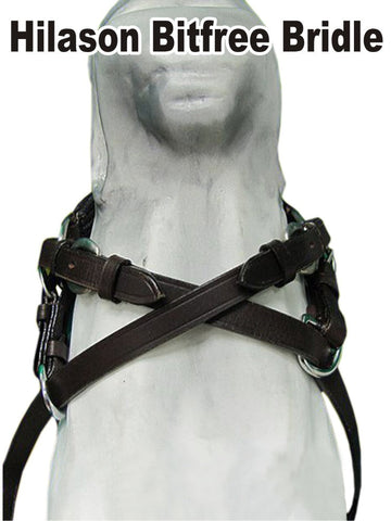 Bitfree Leather English Bitless Bridle Horse Reins Brown Hilason