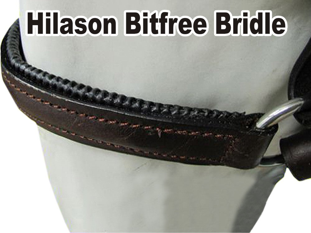 Bitfree Leather English Bitless Bridle Horse Reins Brown Hilason