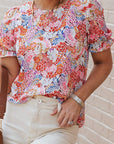 Floral Bubble Sleeve Blouse