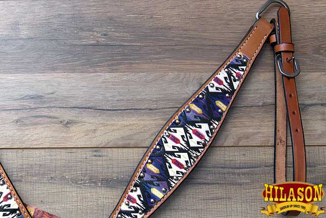 HILASON Western  Horse Leather Headstall &amp; Breast Collar Tack Set Aztec