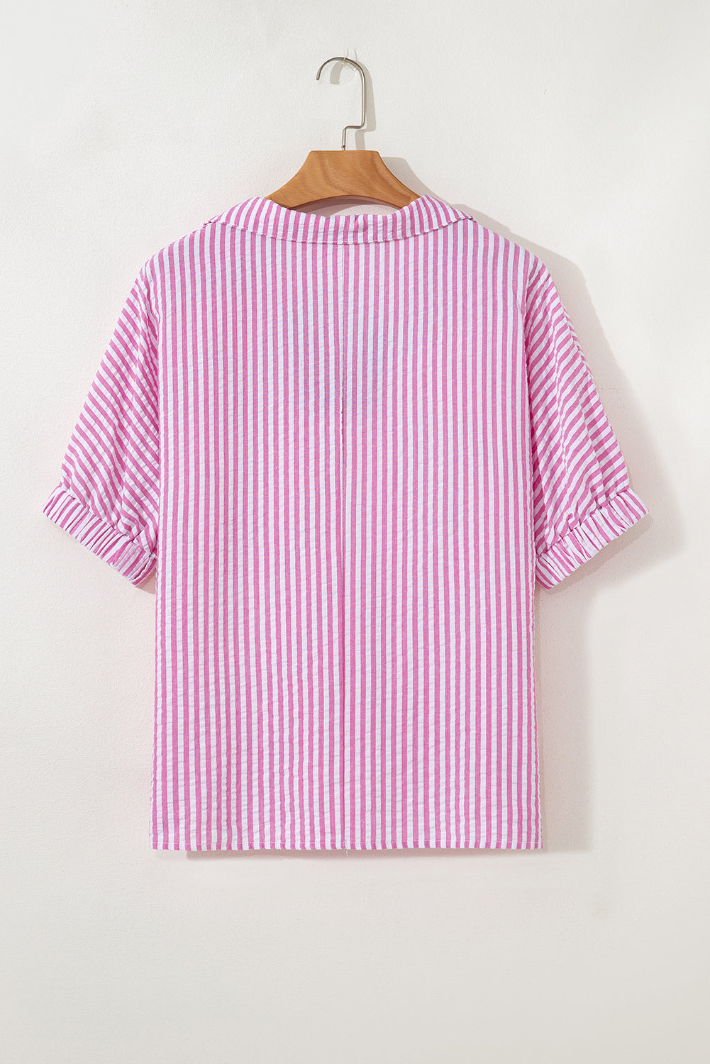 Stripe Contrast Split Neck Blouse