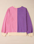 Stripe Colorblock Drop Shoulder Oversized Sweatshirt