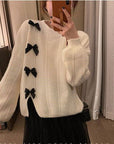 Sweet Bow Solid Color Sweater