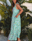 Floral Lace Tied-Strap Empire Waist Maxi Dress
