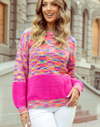 Rainbow Confetti Patchwork Drop Shoulder Sweater