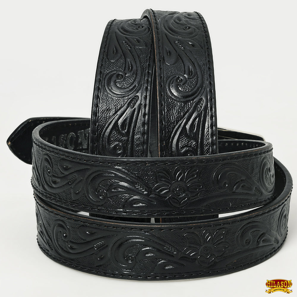 HILASON Western Genuine Leather Belt for Men Women Cowboy Cowgirl Handmade Unisex Full Grain Heavy Duty Floral Tooled Belt
