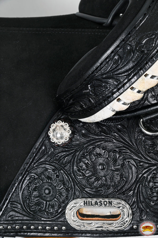 Western Horse Treeless Trail Barrel Saddle American Leather Black Hilason