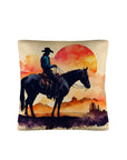 Watercolor Desert Cowboy Throw Pillow Case Made in America