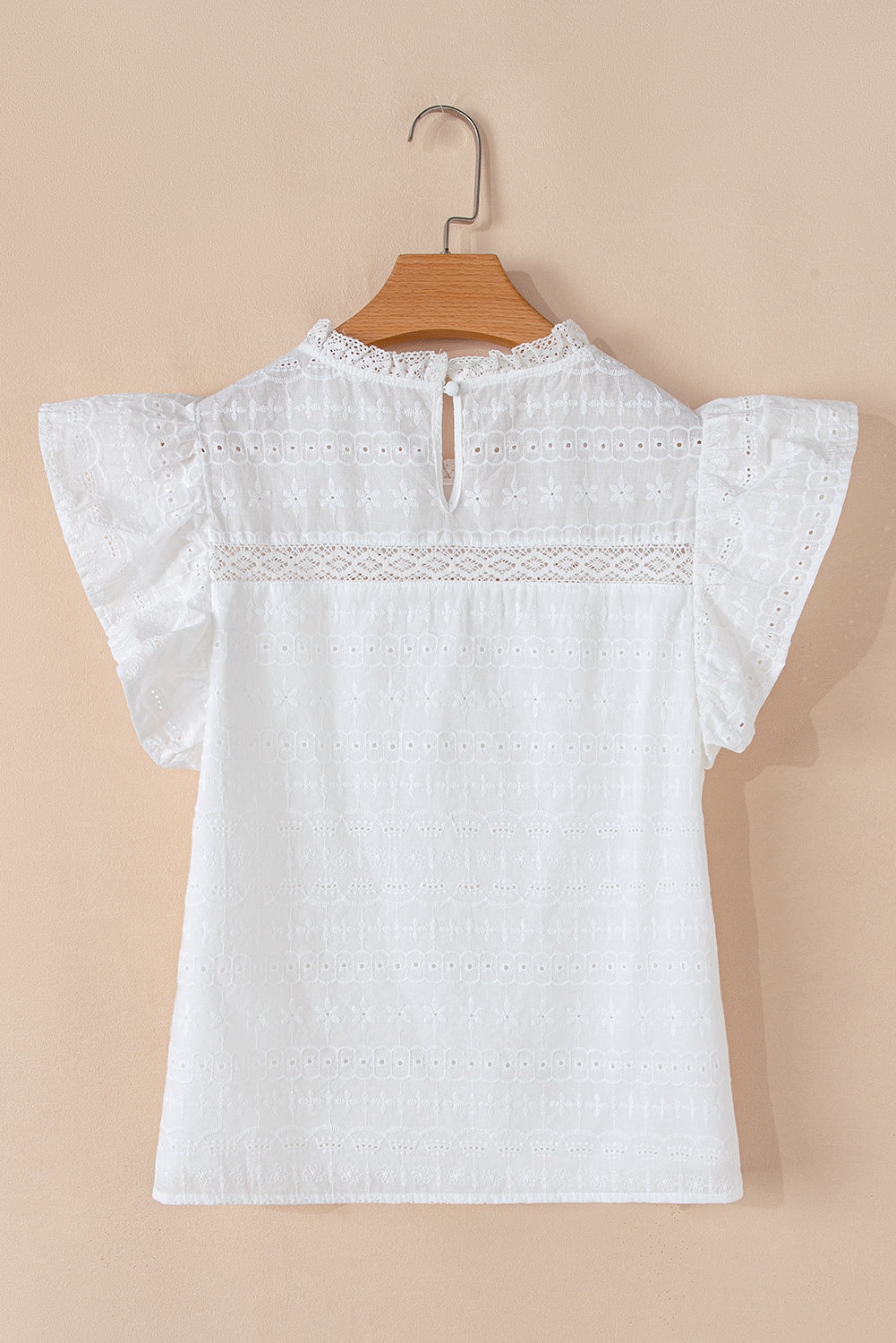 Alondra Lace Flutter Sleeve Eyelets Blouse