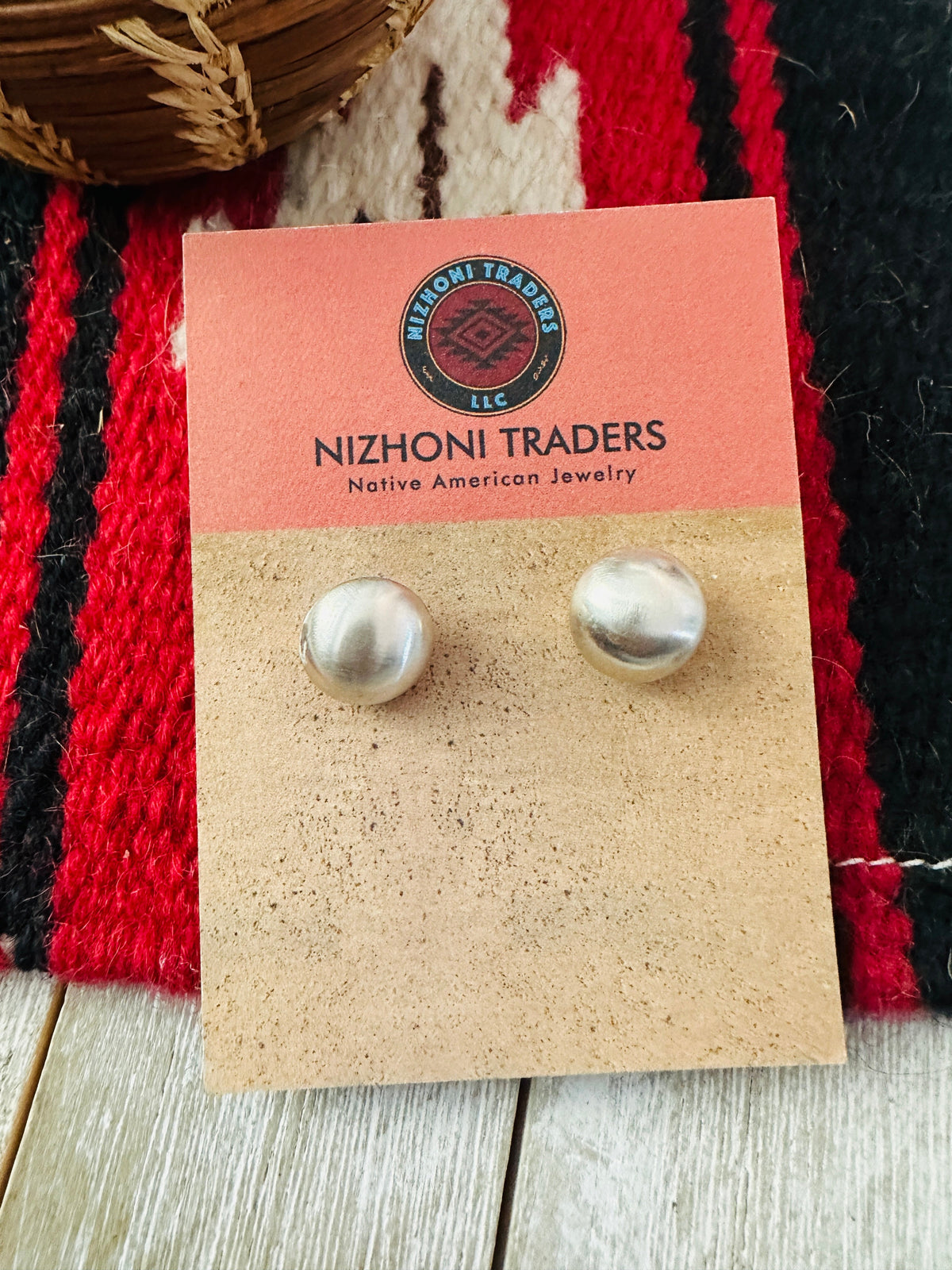 Navajo Sterling Silver Pearl Stud Earrings 10mm