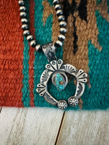 Navajo Sterling Silver & Turquoise Naja Pendant by Kevin Billah