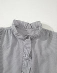 Stripe Ruffle Bubble Sleeve Shirt