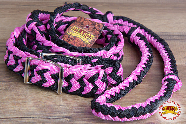 Hilason Braided Poly Barrel Racing Contest Reins Flat 1&quot; X 8Ft Purple